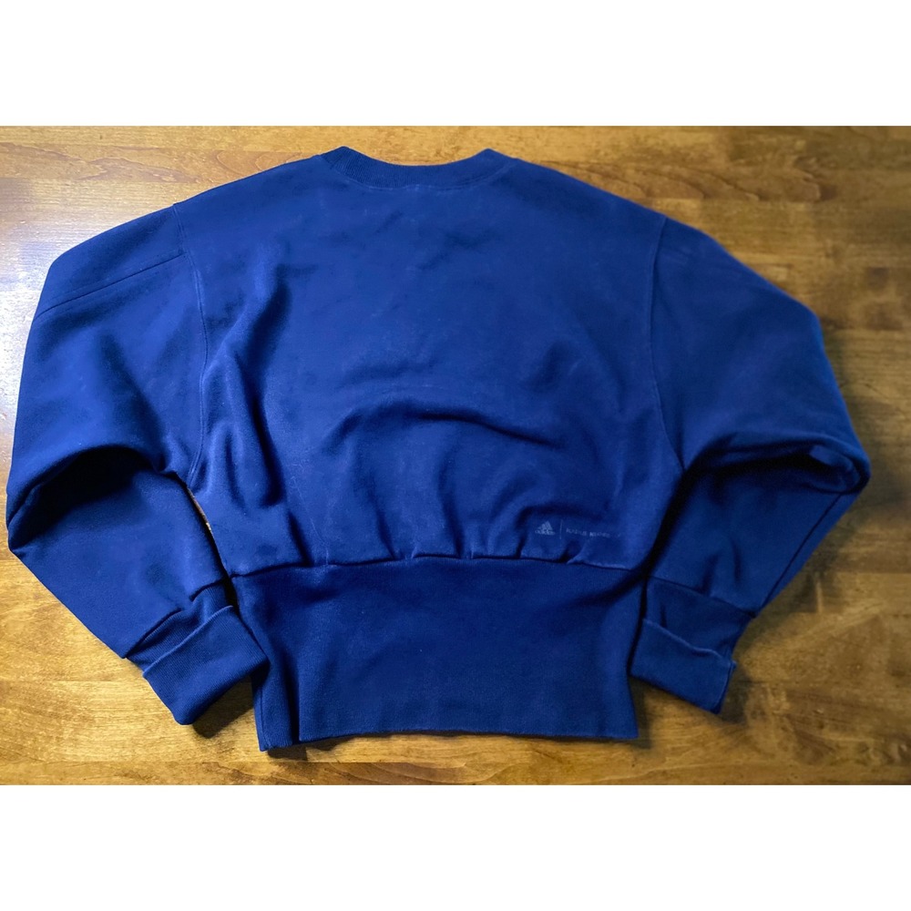 Adidas Karlie Kloss Navy Blue Cropped Sweatshirt Wide Ribbed Hem S - Picture 6 of 11